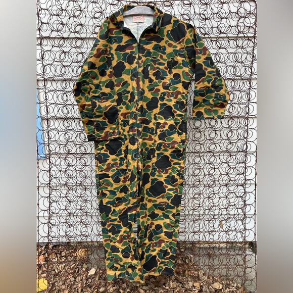 Vintage Saf T Bak Camo Hunting Coveralls Canvas Jumpsuit XL?